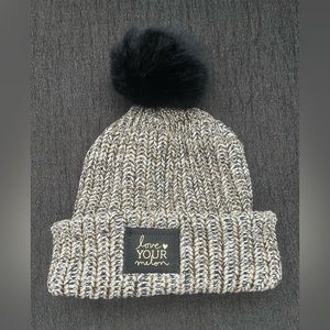 Love Your Melon Gold/ Black/ White Beanie